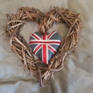 Twig heart, with small UK fabric heart